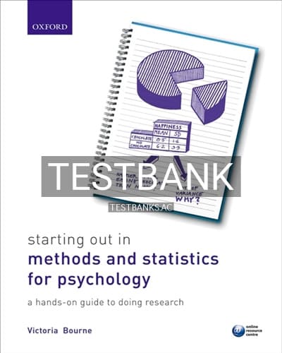 Test Bank for Starting Out in Methods and Statistics for Psychology 1st Edition by Bourne cover