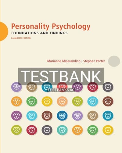 Test Bank for Personality Psychology Foundations and Findings 1st Edition by Miserandino cover