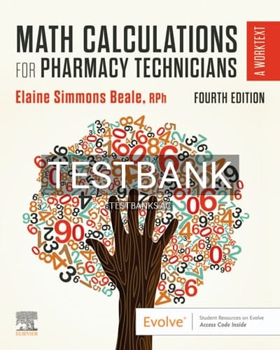 Test Bank for Math Calculations for Pharmacy Technicians 4th Edition by Beale cover