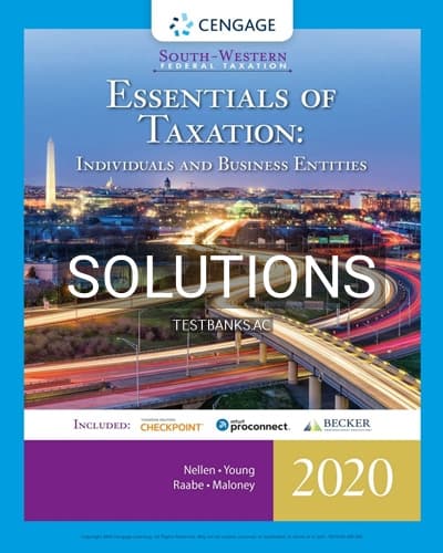 Solutions for South-Western Federal Taxation 2020 Essentials of Taxation Individuals and Business Entities 23rd Edition by Nellen cover
