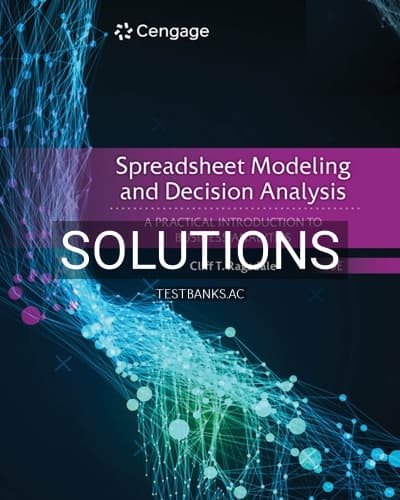 Solutions for Spreadsheet Modeling and Decision Analysis 9th Edition by Ragsdale cover