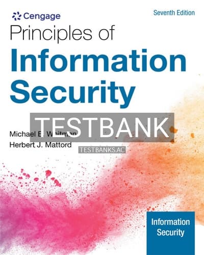 Test Bank for Principles of Information Security 7th Edition by Whitman cover