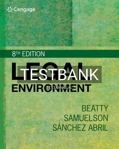 Test Bank for Legal Environment 8th Edition by Beatty cover