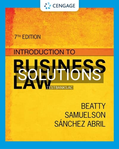 Solutions for Introduction to Business Law 7th Edition by Beatty cover