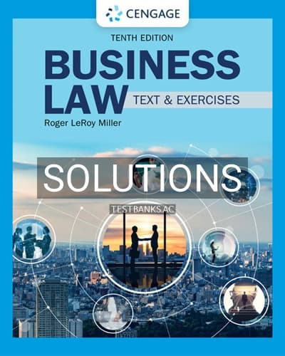 Solutions for Business Law Text and Exercises 10th Edition by Miller cover