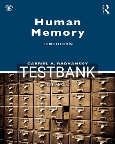 Test Bank for Human Memory 4th Edition by Radvansky cover