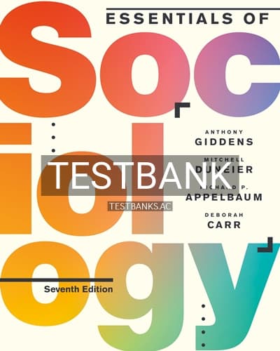 Test Bank for Essentials of Sociology 7th Edition by Giddens cover