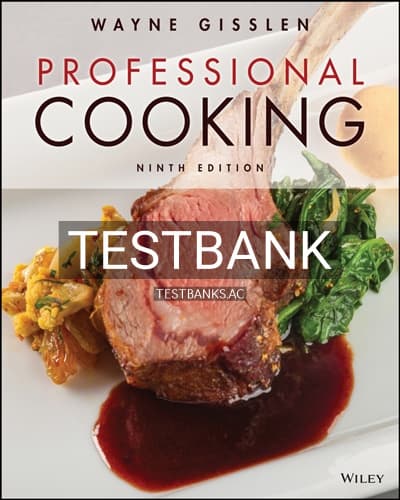 Test Bank for Professional Cooking 9th Edition by Gisslen cover