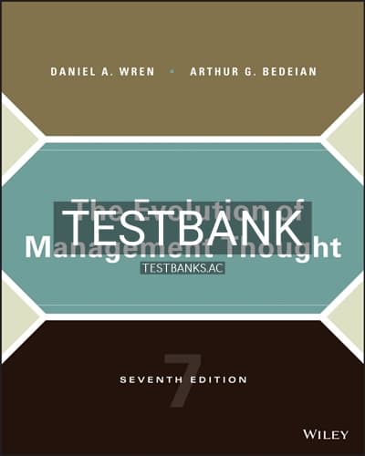 Test Bank for Evolution of Management Thought 7th Edition by Wren cover