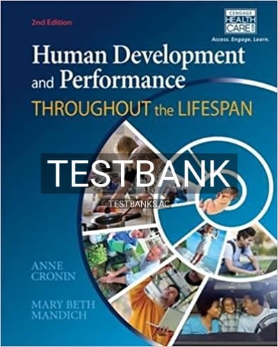 Test Bank for Human Development and Performance Throughout the Lifespan 2nd Edition by Cronin cover