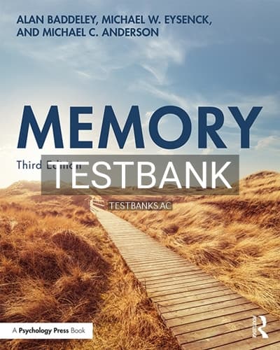 Test Bank for Memory 3rd Edition by Baddeley cover