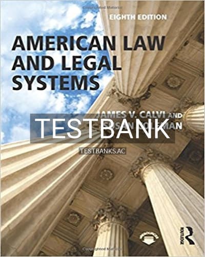 Cover for Test Bank for American Law and Legal Systems 8th Edition by Calvi