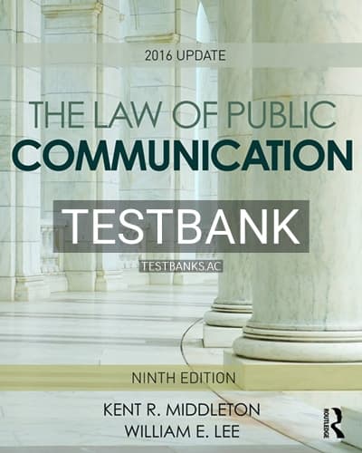 Test Bank for The Law of Public Communication 9th Edition by Middleton cover