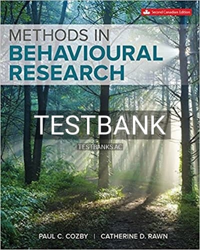 Test Bank for Methods in Behavioural Research 2nd Edition by Cozby cover