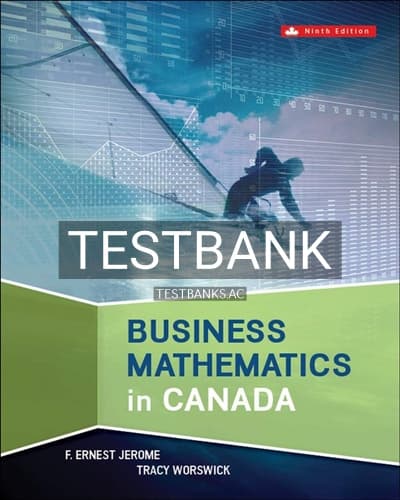 Test Bank for Business Mathematics In Canada 9th Edition by Jerome cover