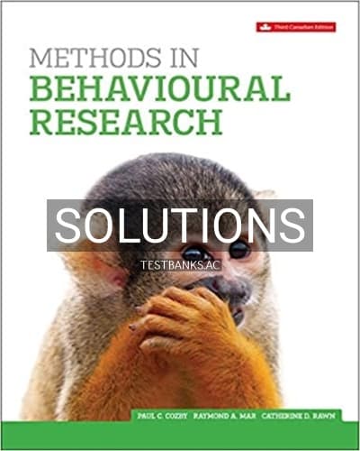 Solutions for Methods In Behavioural Research 3rd Edition by Cozby cover