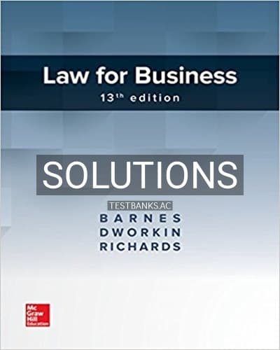 Solutions for Law for Business 13th Edition by Barnes cover