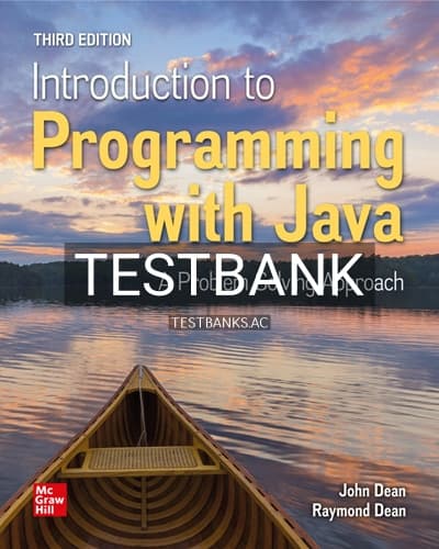Test Bank for Introduction to Programming with Java 3rd Edition by Dean cover
