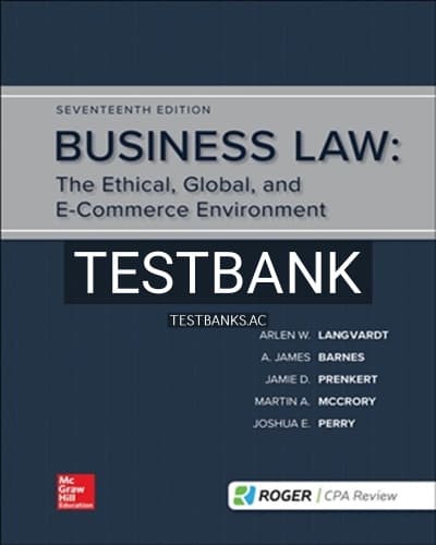 Test Bank for Business Law 17th Edition by Langvardt cover