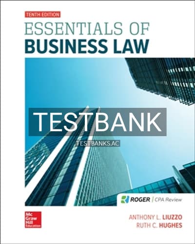 Test Bank for Essentials of Business Law 10th Edition by Liuzzo cover