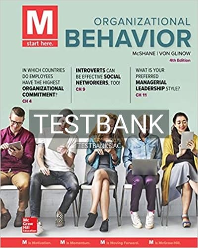 Test Bank for M Organizational Behavior 4th Edition by McShane cover