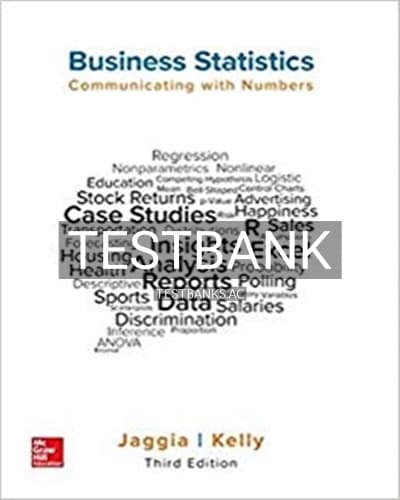 Test Bank for Business Statistics Communicating with Numbers 3rd Edition by Jaggia cover