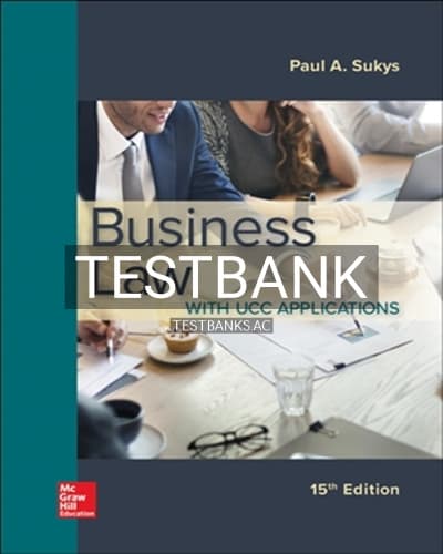 Test Bank for Business Law with UCC Applications 15th Edition by Sukys cover