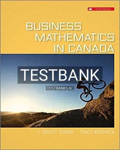 Test Bank for Business Mathematics In Canada 10th Edition by Jerome cover