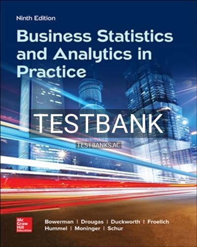 Test Bank for Business Statistics and Analytics in Practice 9th Edition by Bowerman cover