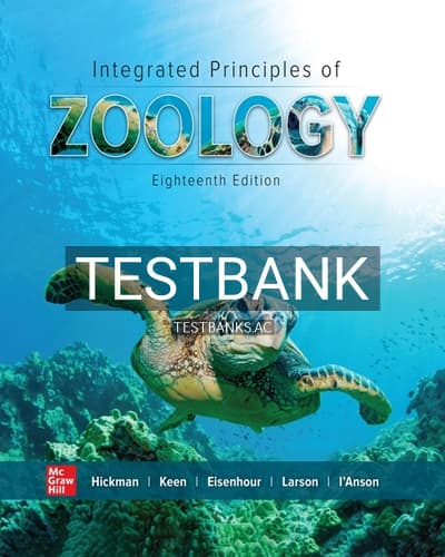 Test Bank for Integrated Principles of Zoology 18th Edition by Hickman cover