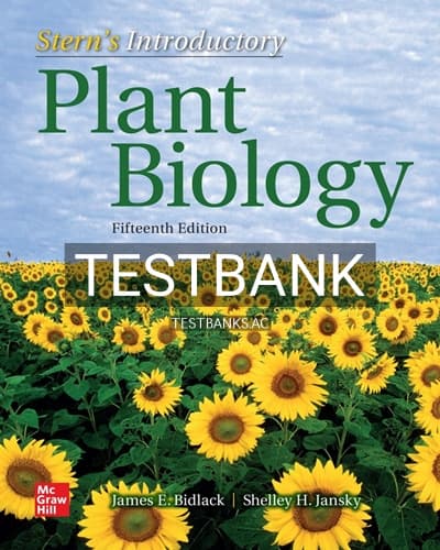 Test Bank for Sterns Introductory Plant Biology 15th Edition by Bidlack cover