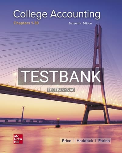 Test Bank for College Accounting 16th Edition by Price cover