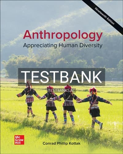 Test Bank for Anthropology Appreciating Human Diversity 19th Edition by Kottak cover