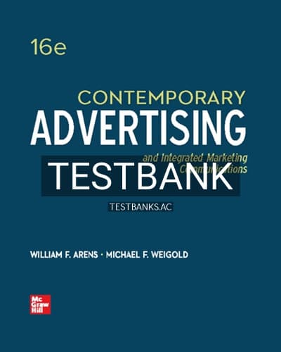 Test Bank for Contemporary Advertising 16th Edition by Arens cover