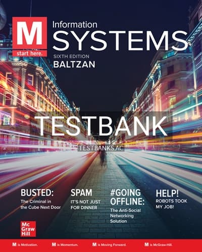 Test Bank for M Information Systems 6th Edition by Baltzan cover