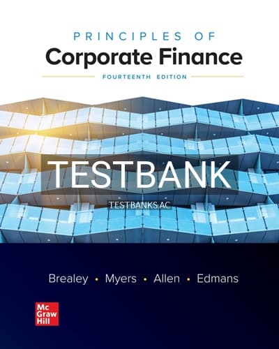 Test Bank for Principles of Corporate Finance 14th Edition by Brealey cover