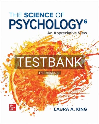 Test Bank for Science of Psychology An Appreciative View 6th Edition by King cover