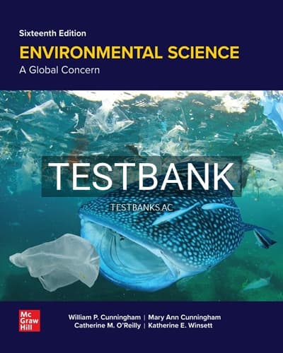 Test Bank for Environmental Science 16th Edition by Cunningham cover