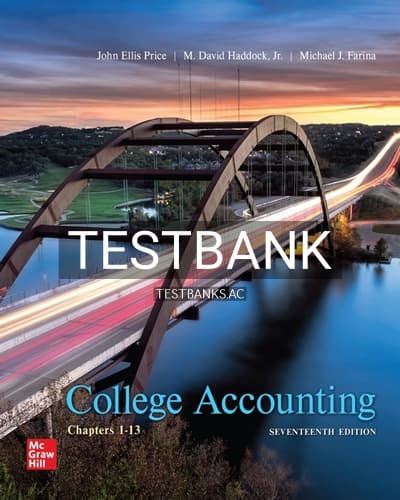 Test Bank for College Accounting 17th Edition by Price cover