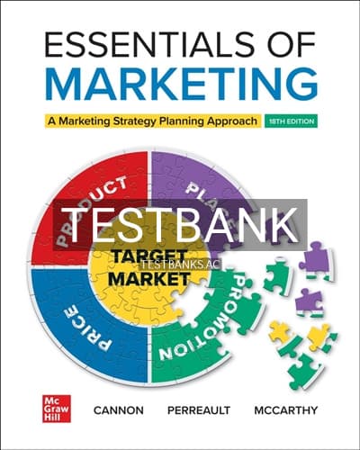 Test Bank for Essentials of Marketing 18th Edition by Cannon cover