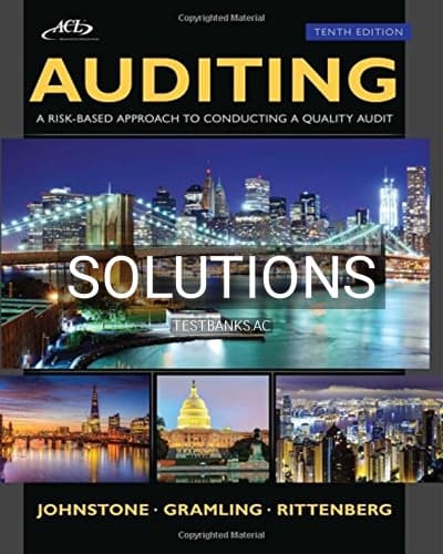 Solutions for Auditing A Risk Based-Approach to Conducting a Quality Audit 10th Edition by Johnstone cover