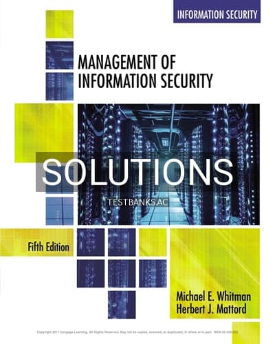 Solutions for Management of Information Security 5th Edition by Whitman cover