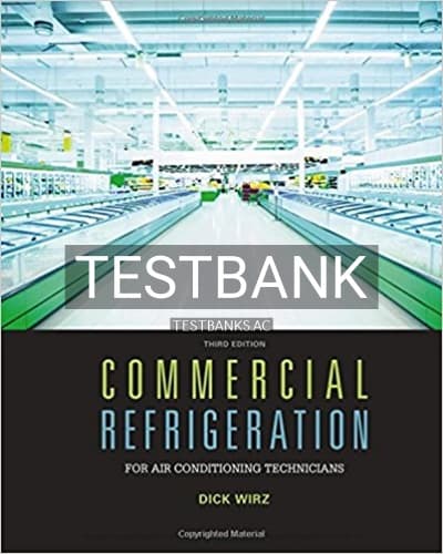 Test Bank for Commercial Refrigeration for Air Conditioning Technicians 3rd Edition by Wirz cover
