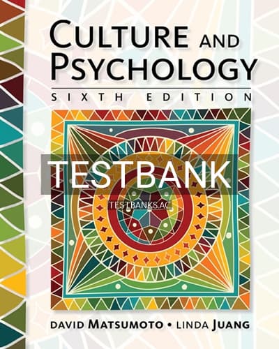Test Bank for Culture and Psychology 6th Edition by Matsumoto cover