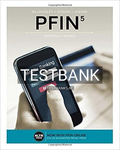 Test Bank for PFIN5 5th Edition by Billingsley cover