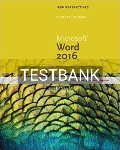 Test Bank for New Perspectives Microsoft Office 365 and Word 2016 Introductory 1st Edition by Shaffer cover