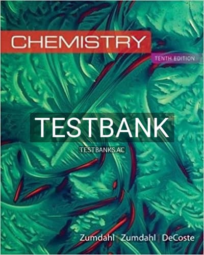 Test Bank for Chemistry 10th Edition by Zumdahl cover