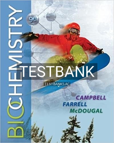 Test Bank for Biochemistry 9th Edition by Campbell cover