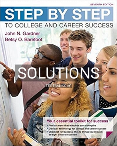 Solutions for Step by Step to College and Career Success 7th Edition by Gardner cover