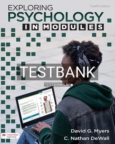 Test Bank for Exploring Psychology in Modules 12th Edition by Myers cover